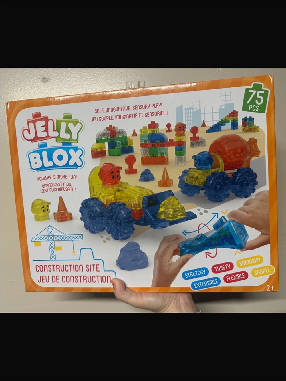 Jelly Blox Construction Site 75 Piece Sensory Building Blocks Set